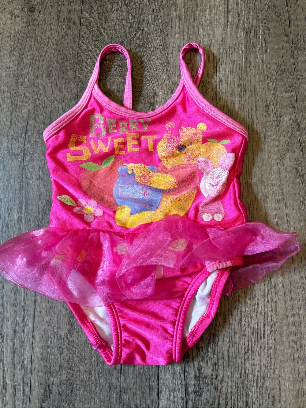 Vintage 2000s Y2K Disney Winnie The Pooh Swimsuit Strawberry Berries 12M